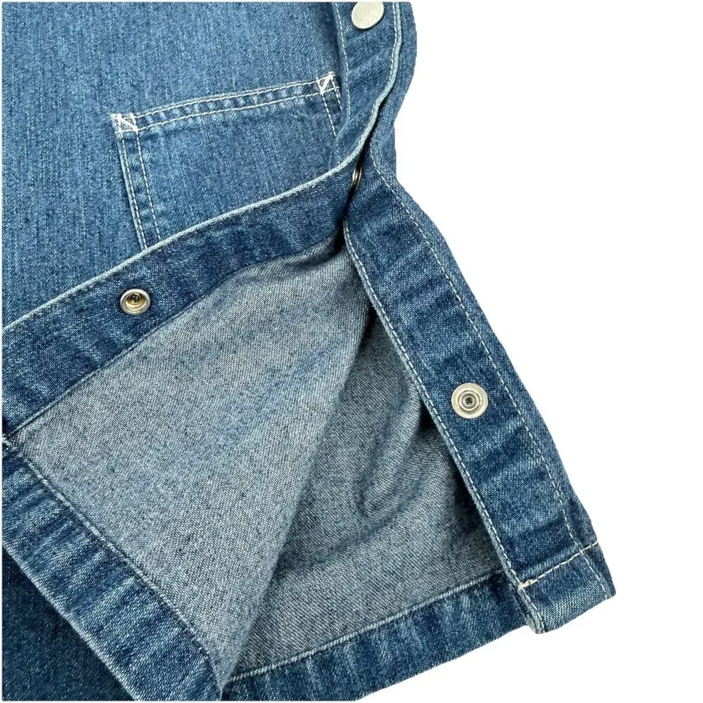 Vintage Girls 5 RALPH LAUREN Polo Teddy Bear Y2K Denim Jumper Dress Blue Jean